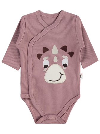 Civil Baby Dinozor Nakışlı 1-9 Ay Çıtçıtlı Badi - Kahve 6-9 Ay