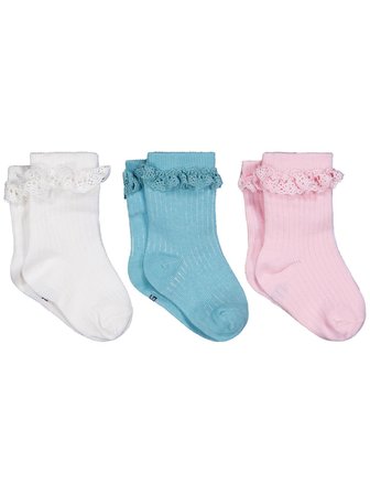 Civil Baby Fırfır Aksesuar 3'lü 6- Bebek Kız Çorap Set - Standart