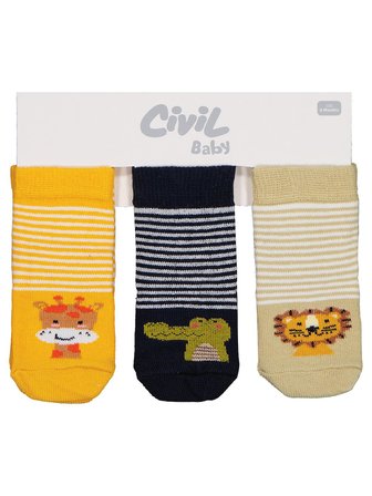 Civil Baby Animal 3'lü 6- Bebek Erkek Çorap Set - Standart