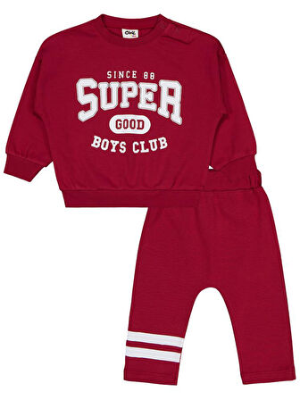 Civil Baby Super Good Baskılı 6-18 Ay Takım - Bordo 18-24 Ay