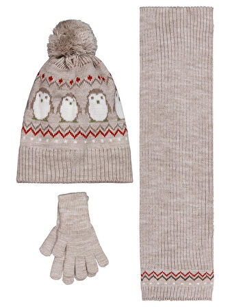 Civil Baby 6-18 Ay Atkı Bere Eldiven Set - Bej Standart