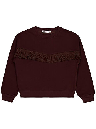 Civil Girls Püsküllü 6-9 Yaş Sweatshirt - Kahverengi 7-8 Yaş