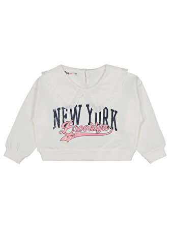Civil Girls NewYork Baskılı 2-5 Yaş Sweatshirt - Ekru5-6 Yaş