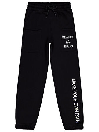 Civil Girls Cepli Yazı Baskılı 10-13 Yaş Eşofman Altı - Siyah 13-14 Yaş