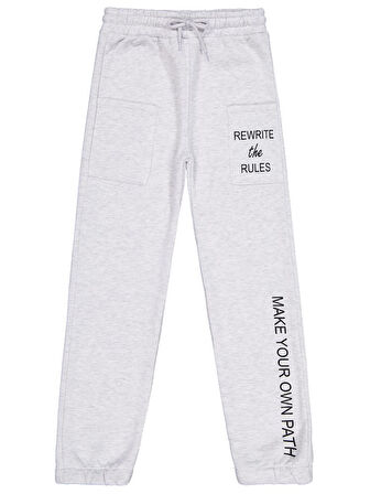 Civil Girls Cepli Yazı Baskılı 10-13 Yaş Eşofman Altı - Gri 12-13 Yaş