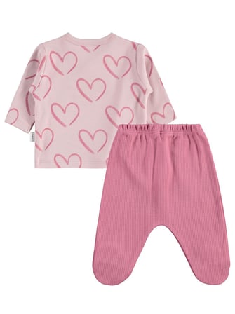 Civil Baby Tramlı Kalp Empirme  Zıbın Takımları - Pembe