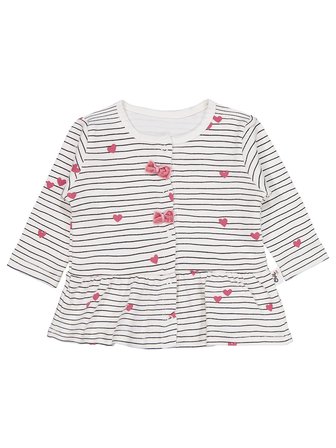 Civil Baby Çizgi Kalp Empirme 1-9 Ay Pijama Takımı - Ekru