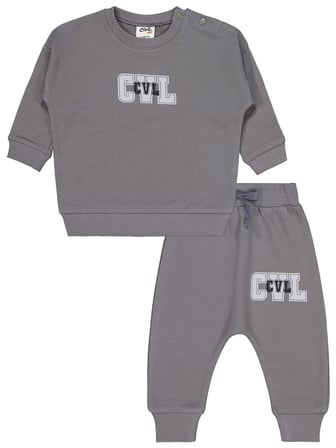 Civil Baby CVL Baskılı 6-18 Ay Takım - Gri 12-18 Ay