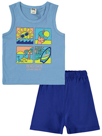 Civil Baby Erkek Bebek Şortlu Takım 6-18 Ay Bebe Mavi