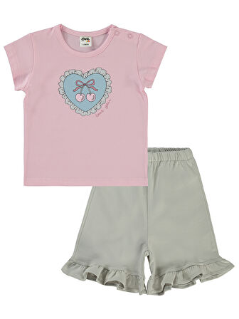 Civil Baby Kız Bebek Şortlu  Takım 6-18 Ay Pembe