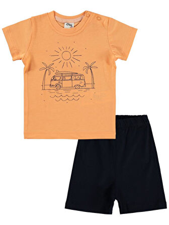 Civil Baby Karavan Baskılı 6-18 Ay Takım - Turuncu6-9 Ay