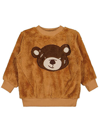 Civil Boys Ayı Nakışlı 2-5 Yaş Sweatshirt - Turuncu 3-4 Yaş
