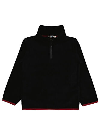 Civil Boys Fermuarlı Armalı Polar 10-13 Yaş Sweatshirt - Siyah 10-11 Yaş