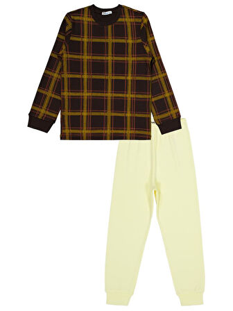 Civil Boys Ekose Empirmeli 6-9 Yaş Pijama Takımı - Kahverengi7-8 Yaş
