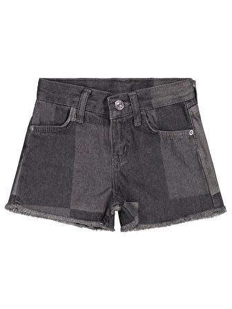 Civil Girls Ekose Desenli 2-5 Yaş Şort - Gri 5-6 Yaş