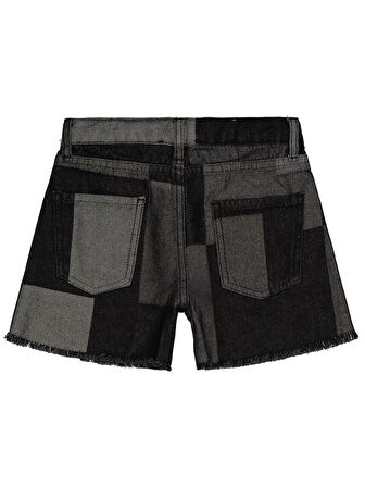 Civil Girls Ekose Desenli 6-9 Yaş Şort - Siyah 9-10 Yaş