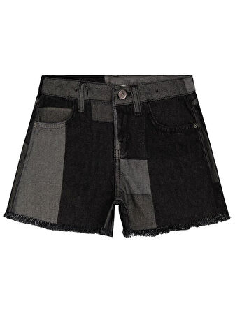 Civil Girls Ekose Desenli 6-9 Yaş Şort - Siyah 9-10 Yaş