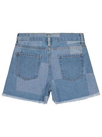 Civil Girls Ekose Desenli 10-13 Yaş Şort - Mavi 10-11 Yaş