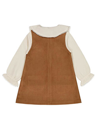 Civil Girls 2-5 Yaş Elbise - Kahverengi 5-6 Yaş