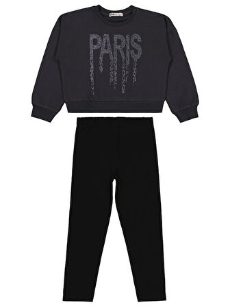 Civil Girls Paris Taş Baskılı 6-9 Yaş Takım - Gri8-9 Yaş