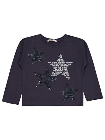 Civil Girls Simli Yıldız Baskılı 2-5 Yaş Takım - Gri3-4 Yaş