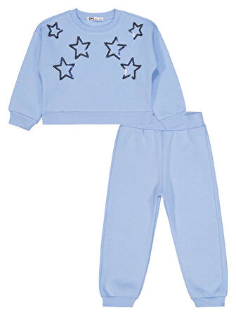 Civil Girls Yıldız Pul Nakışlı 2-5 Yaş Eşofman Takımı - Mavi 3-4 Yaş