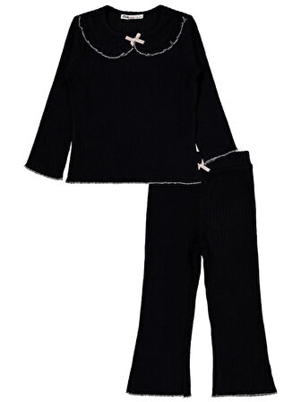 Civil Girls Fırfır Yakalı 2-5 Yaş Takım - Siyah 2-3 Yaş