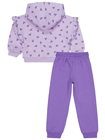 Civil Girls Kalp Baskılı 2-5 Yaş Eşofman Takımı - Lila 2-3 Yaş