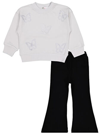 Civil Girls Simli Kelebek Baskılı 2-5 Yaş Takım - Gri3-4 Yaş