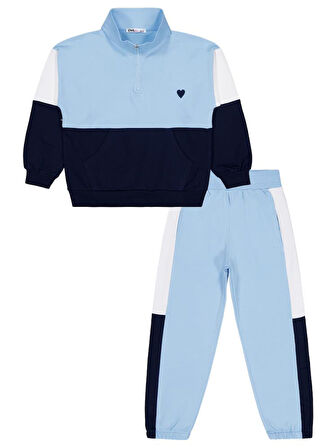 Civil Girls Kalp Nakışlı 6-9 Yaş Eşofman Takımı - Mavi 6-7 Yaş