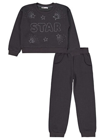 Civil Girls Star Baskılı 6-9 Yaş Eşofman Takımı - Gri 9-10 Yaş