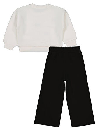 Civil Girls Fiyonk Nakışlı 2-5 Yaş Eşofman Takımı - Ekru 4-5 Yaş