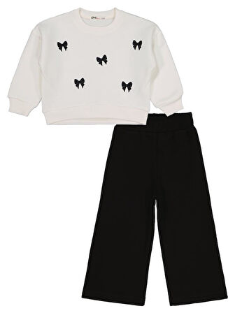 Civil Girls Fiyonk Nakışlı 2-5 Yaş Eşofman Takımı - Ekru 4-5 Yaş