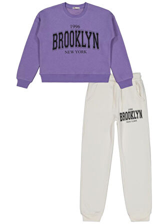 Civil Girls Brooklyn Baskılı 10-13 Yaş Eşofman Takımı - Lila 13-14 Yaş