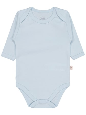 Civil Baby Düz Renkli Uzun Kol 0-1 Ay Çıtçıtlı Badi - Mavi 1-3 Ay