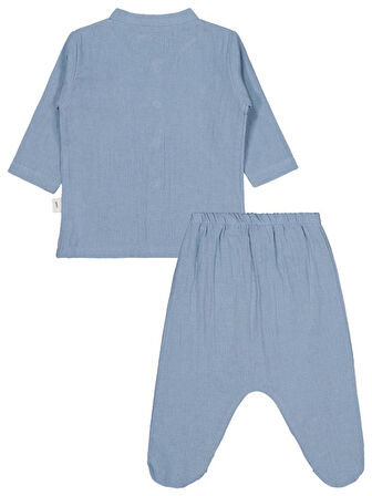 Civil Baby Ayıcık Baskılı 1-9 Ay Pijama Takımı - Mavi 9-12 Ay