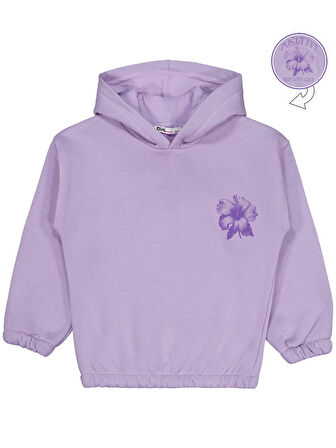 Civil Girls Çiçek Baskılı 6-9 Yaş Sweatshirt - Lila 6-7 Yaş