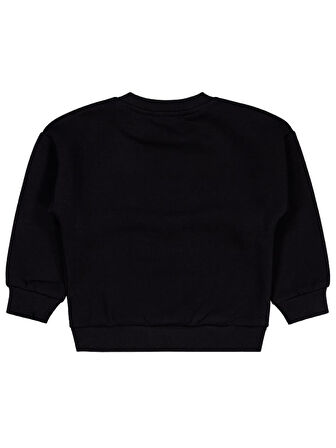 Civil Girls Pullu Kalp Nakışlı 2-5 Yaş Sweatshirt - Siyah 2-3 Yaş