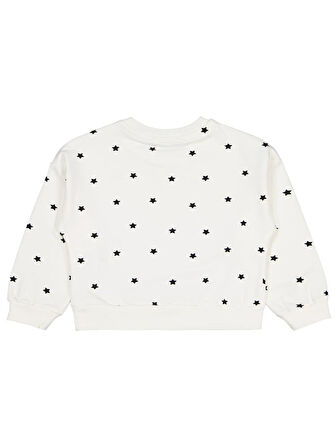 Civil Girls Yıldız Baskılı 2-5 Yaş Sweatshirt - Ekru 5-6 Yaş