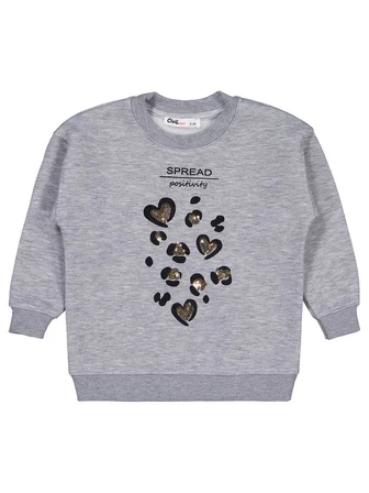 Civil Girls Leopar Baskılı 2-5 Yaş Sweatshirt - Gri