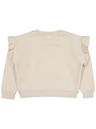 Civil Girls Kelebek Baskılı 6-9 Yaş Sweatshirt - Bej 8-9 Yaş