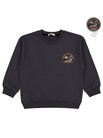 Civil Boys Prehıstorıc Baskılı 10-13 Yaş Sweatshirt - Gri 10-11 Yaş