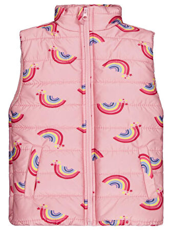 Civil Girls Rainbow Baskılı 6-9 Yaş Yelek - Pembe 7-8 Yaş