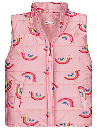 Civil Girls Rainbow Baskılı 6-9 Yaş Yelek - Pembe 7-8 Yaş