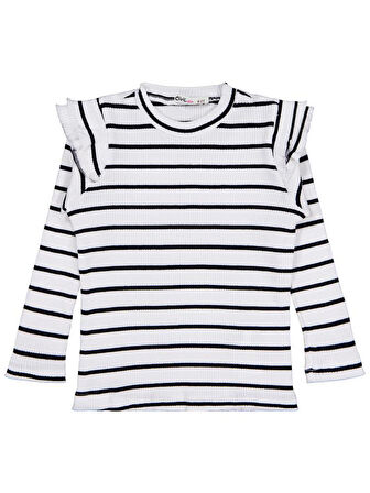 Civil Girls Kolu Fırfırlı 6-9 Yaş Sweatshirt - Ekru 6-7 Yaş