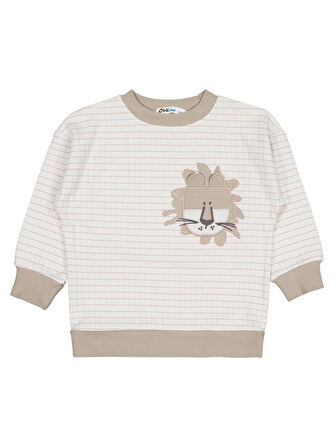 Civil Boys Aslan Nakışlı 2-5 Yaş Sweatshirt - Bej 5-6 Yaş