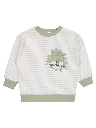 Civil Boys Aslan Nakışlı 2-5 Yaş Sweatshirt - Yeşil 4-5 Yaş