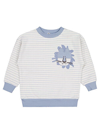 Civil Boys Aslan Nakışlı 2-5 Yaş Sweatshirt - Mavi 2-3 Yaş