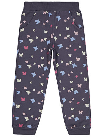Civil Girls Kelebek Baskılı 6-9 Yaş Eşofman Altı - Gri 9-10 Yaş