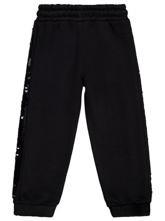 Civil Girls Şerit Pul Nakışlı 2-5 Yaş Eşofman Altı - Siyah 4-5 Yaş